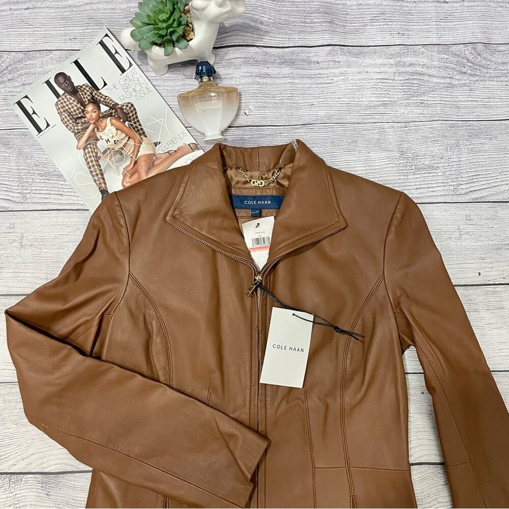 Cole Haan - NWT Fitted Leather Jacket - Picture 2 of 13